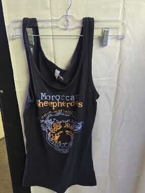 Next Level Moroccan Shepherdess Graphic Tank Top Black w/Blue & Orange Print LG